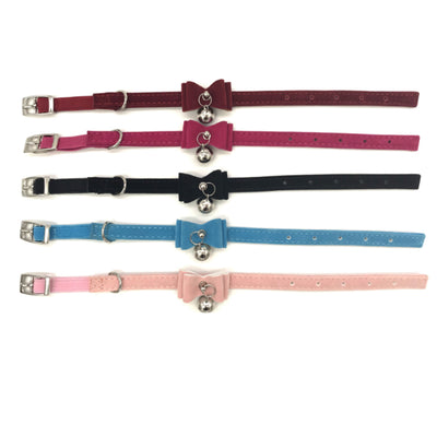 Collare per gatto in velluto morbido con campanello mix color, larghezza 1 cm, lunghezza 30 cm