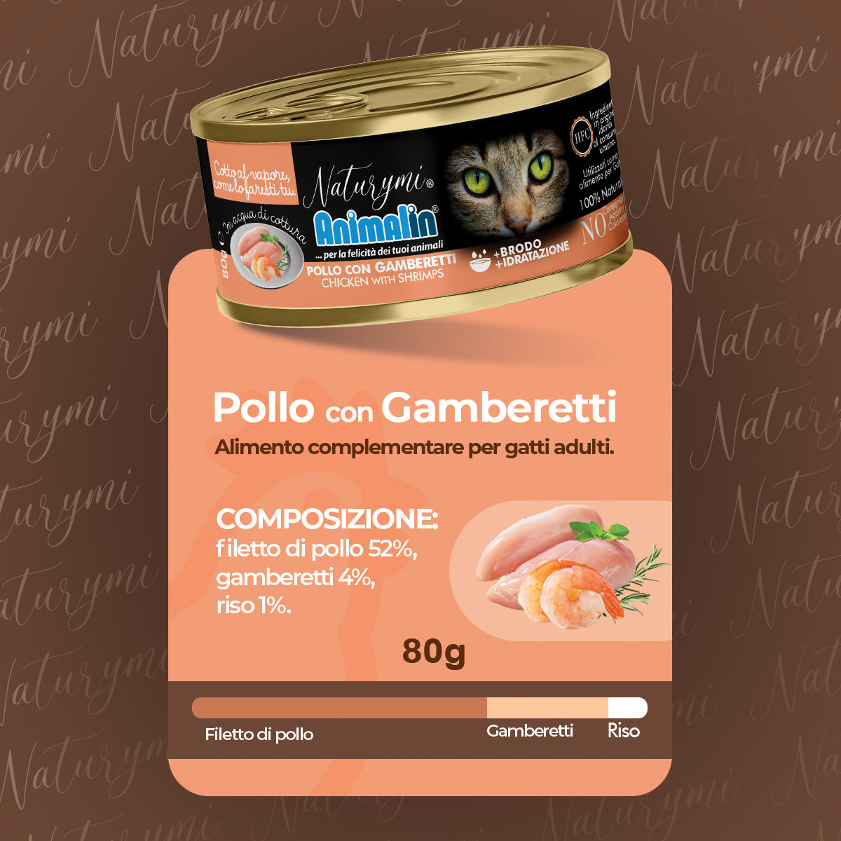 NATURYMI HFC POLLO CON GAMBERETTI IN ACQUA DI COTTURA 80 GR