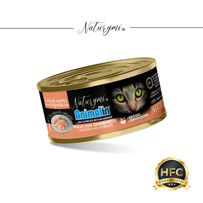 Snack per gatti Naturymi HFC pollo e gamberetti in acqua di cottura 80 g
