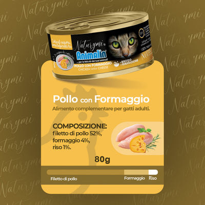 NATURYMI HFC POLLO CON FORMAGGIO IN ACQUA DI COTTURA 80 GR