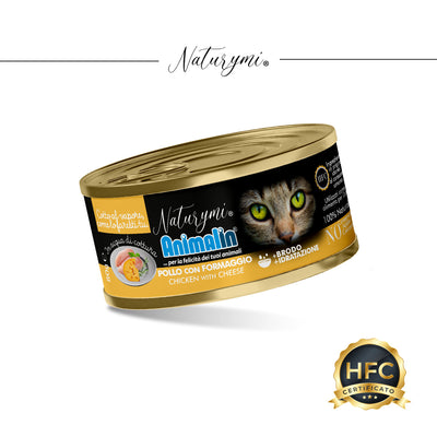 Bocconcini Naturymi HFC pollo con formaggio in acqua per gatti adulti, confezione 80 g
