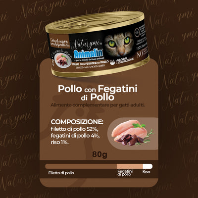 NATURYMI HFC POLLO CON FEGATINI DI POLLO IN ACQUA DI COTTURA 80 GR