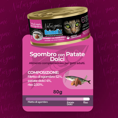 NATURYMI HFC SGOMBRO CON PATATE DOLCI IN ACQUA DI COTTURA 80 GR