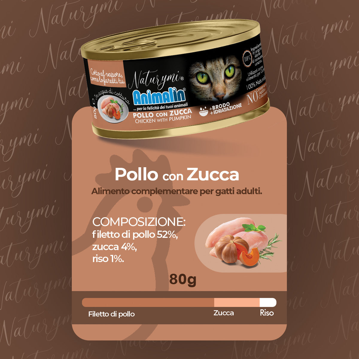 NATURYMI HFC POLLO CON ZUCCA IN ACQUA DI COTTURA 80 GR