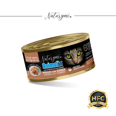 Alimento complementare NATURYMI HFC pollo con zucca in acqua di cottura 80 g per gatti adulti