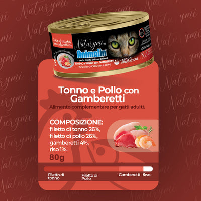 NATURYMI HFC TONNO E POLLO CON GAMBERETTI IN ACQUA DI COTTURA 80 GR