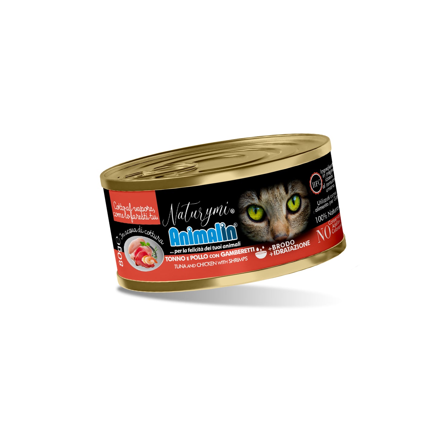 NATURYMI HFC TONNO E POLLO CON GAMBERETTI IN ACQUA DI COTTURA 80 GR