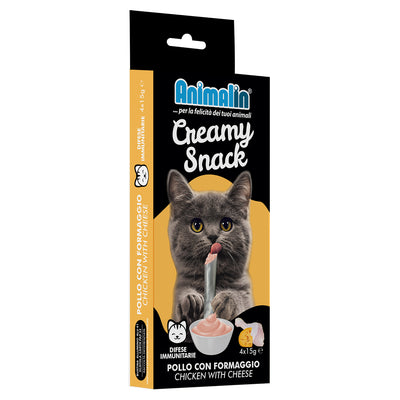 Snack cremoso per gatti Pollo e Formaggio Difese Immunitarie, 4 bustine da 15 g