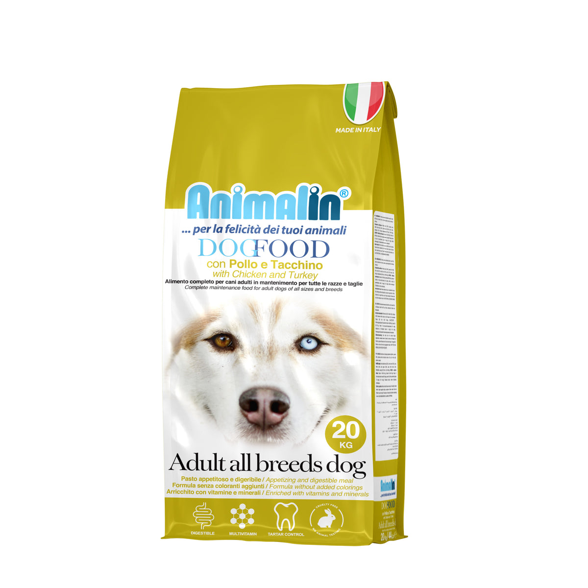 Mangime completo per cani adulti Animalin pollo e tacchino sacco 20 kg