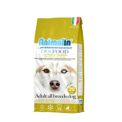 Mangime completo per cani adulti Animalin pollo e tacchino sacco 20 kg