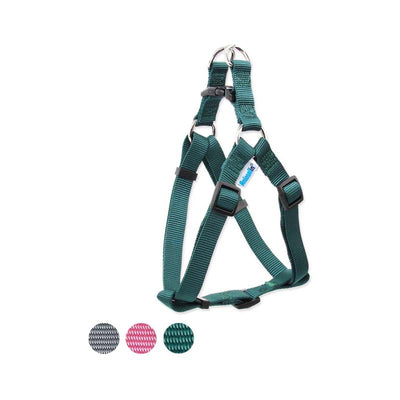 Pettorina in nylon verde regolabile per cani con chiusura a scatto