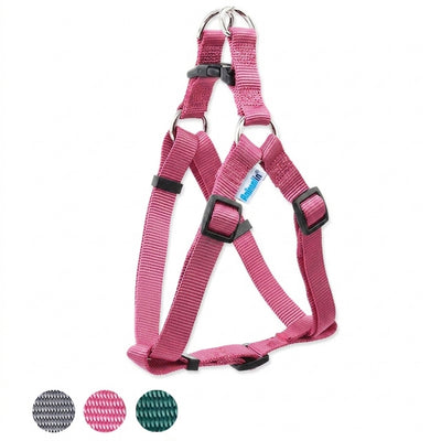 Pettorina nylon rosa regolabile per cani, con chiusura in nylon resistente