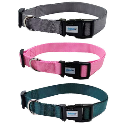Collare nylon regolabile per cani in colore verde con fibbia di regolazione