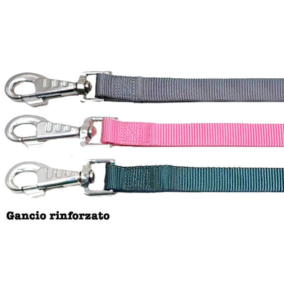 Guinzaglio in nylon per cani con gancio rinforzato, disponibile in diverse larghezze