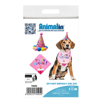 Bandane compleanno per cani e gatti, set 2in1 festoso con design adorabile
