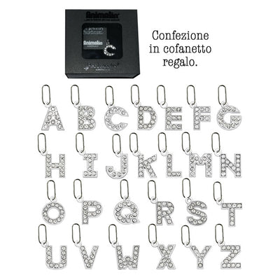 Pendente gioiello lettera strass per collare cani e gatti con cristalli luminosi