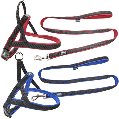 Pettorina traspirante regolabile per cani in tessuto morbido, larghezza 2 cm, disponibile in rosso e blu