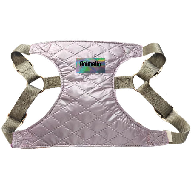 Parure pettorina metal rosa per cani con strass effetto diamante e guinzaglio coordinato