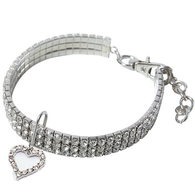 COLLARE GIOIELLO STRASS CUORE ARGENTO