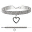 Collare gioiello strass cuore argento per cani, con decorazioni scintillanti e catena di estensione regolabile
