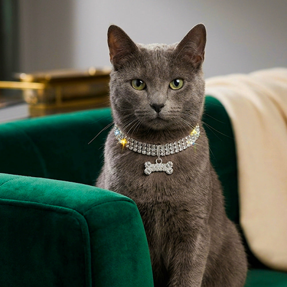 COLLARE GIOIELLO STRASS OSSO ARGENTO