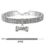 Collare gioiello strass per cani con ciondolo osso argento, completamente decorato con strass scintillanti