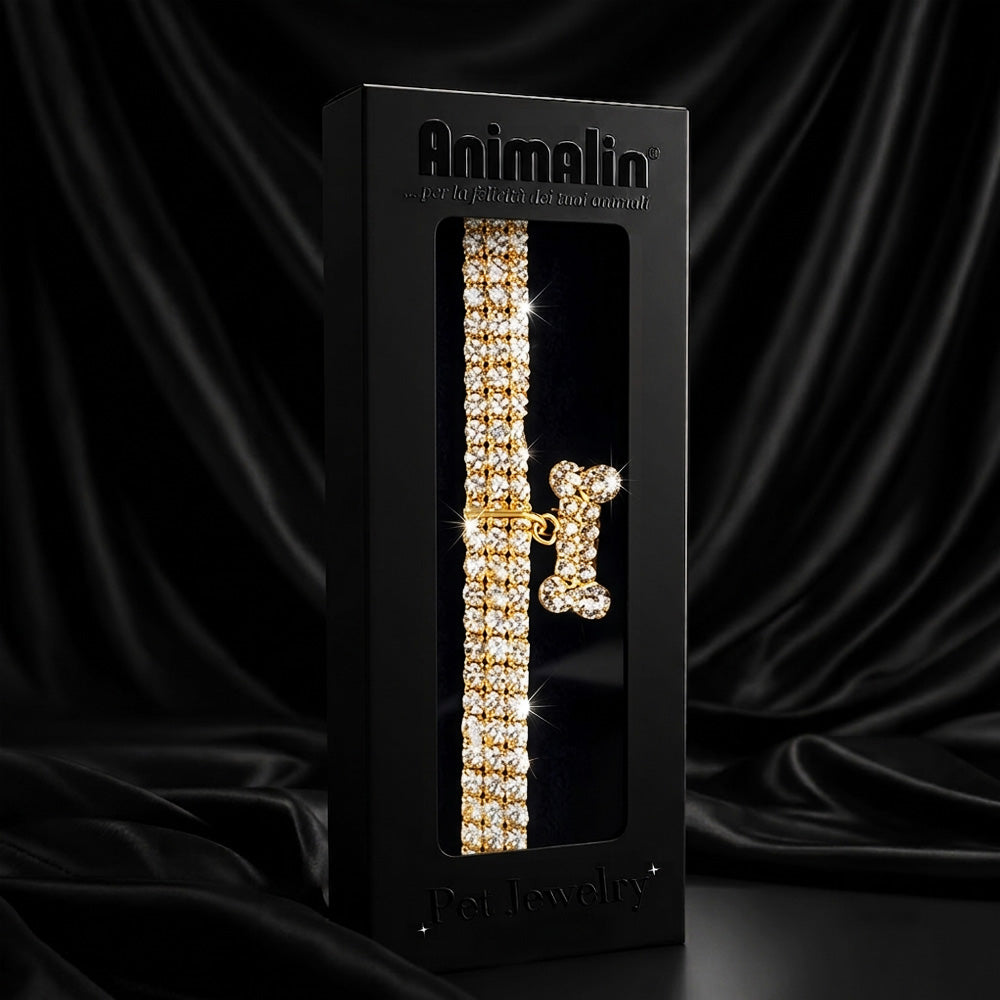 COLLARE GIOIELLO STRASS OSSO ORO