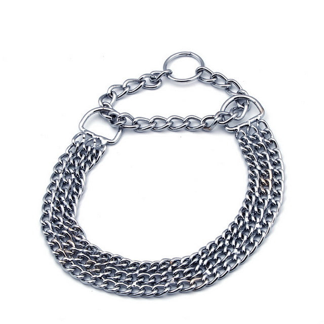 Collare semistrangolo triplo per cani in metallo zincato con tripla maglia resistente