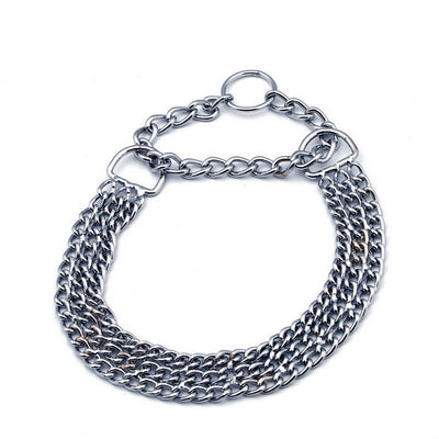 Collare semistrangolo triplo per cani in metallo zincato con tripla maglia resistente