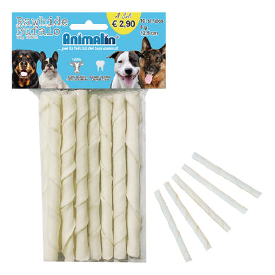 Osso bianco stick per cani masticabile, 12,5 cm x 9-10 mm, confezione da 10 pezzi