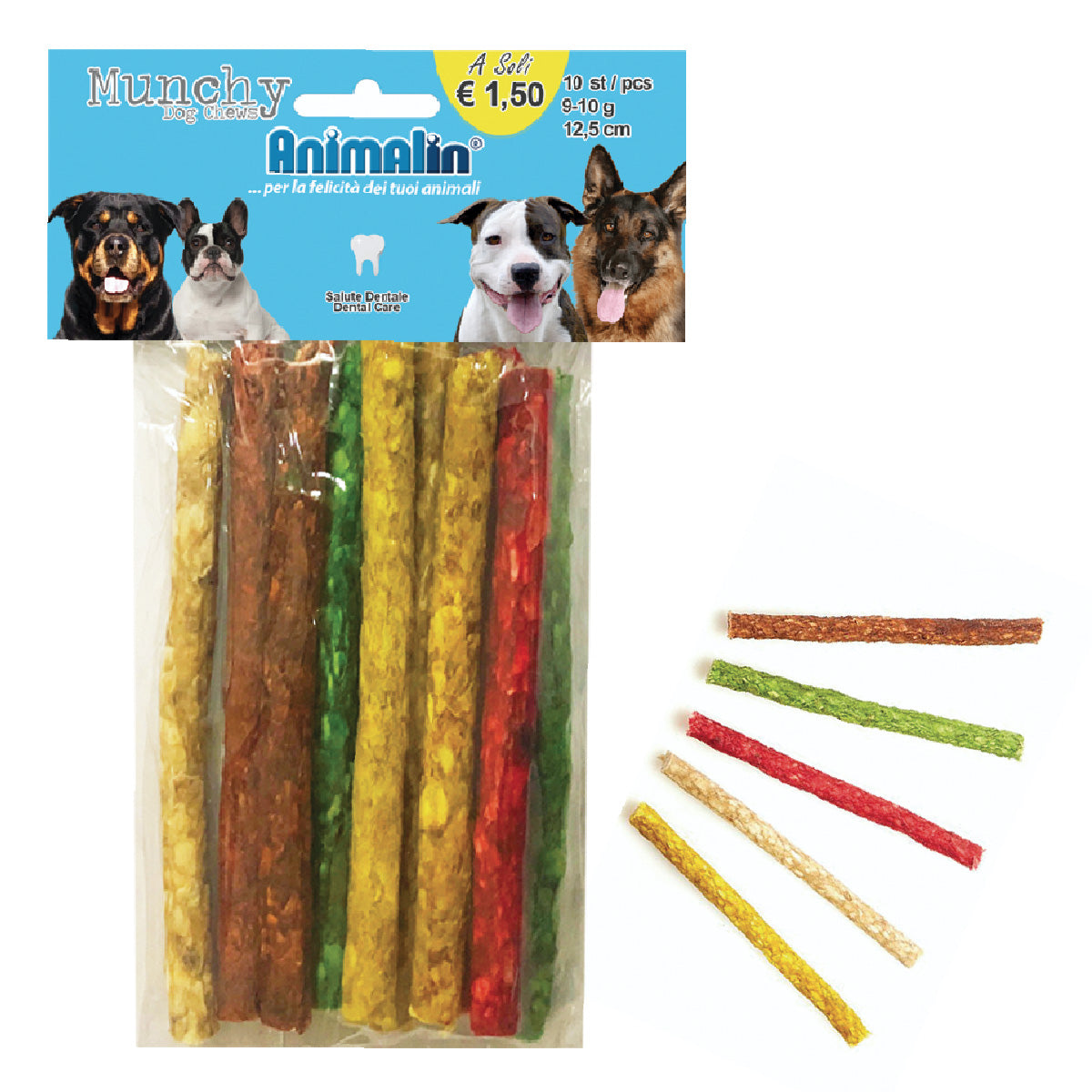 Stick masticabile Munchy Mix per cani, 12,5 cm x 9-10 mm, confezione da 10 pezzi