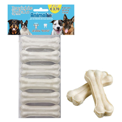 Osso bufalo bianco pressato masticabile per cani, snack naturale per la salute dentale