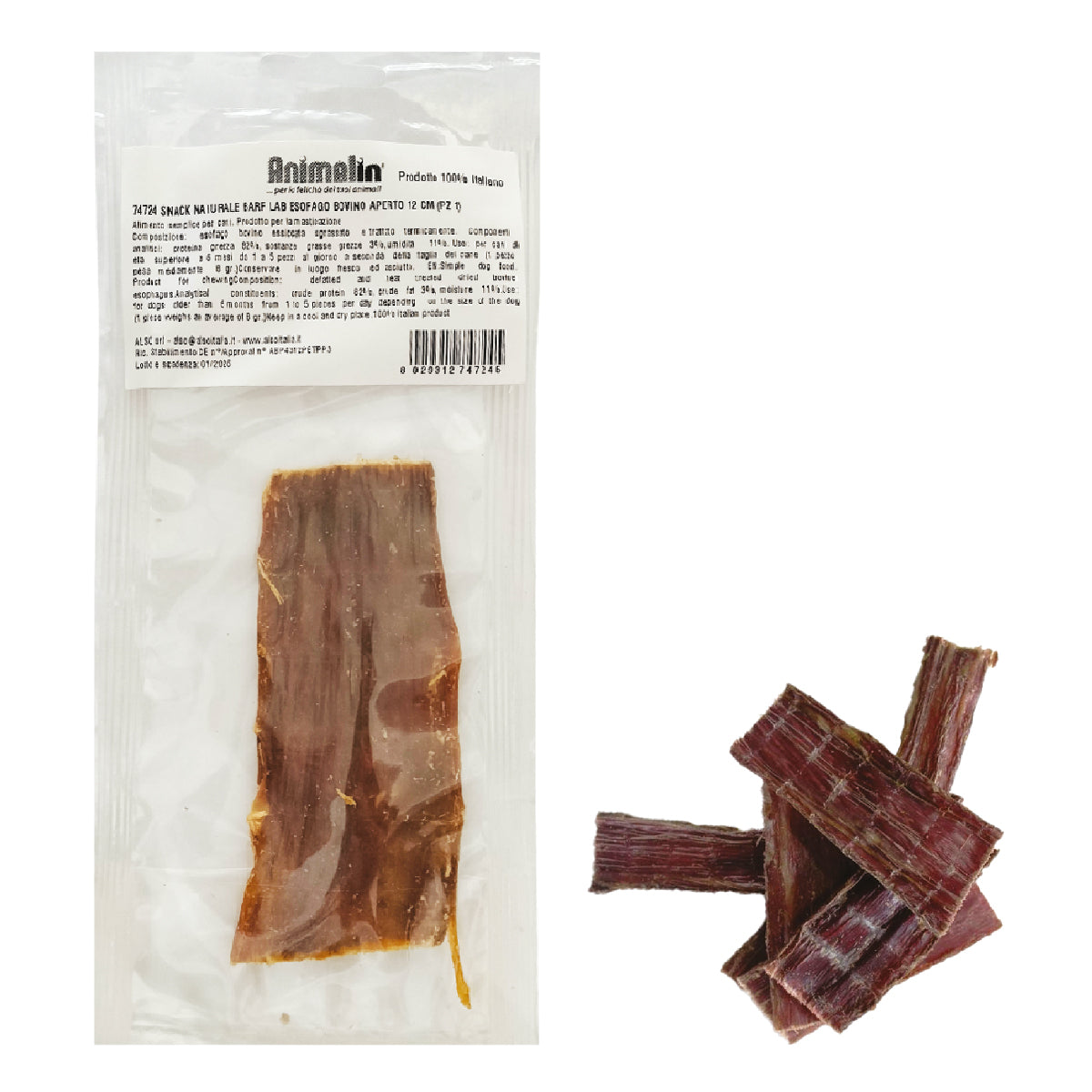 Snack Naturale Barf Lab Esofago Bovino per Cani
