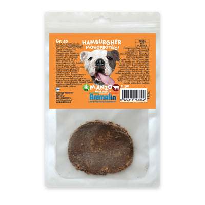 Hamburger di pollo per cani monoproteico 40 g, alimento complementare ricco di proteine