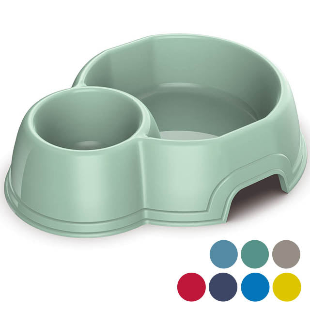Ciotola doppia Mon-Ami in plastica resistente, 24,5 x 20 x 6,5 cm, per cani e gatti