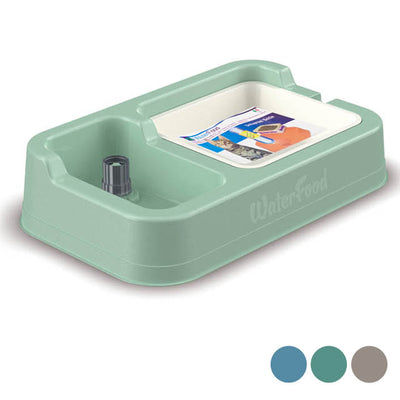 Distributore acqua e cibo antiscivolo per cani e gatti, 34 x 20,5 x 7 cm