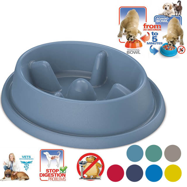 Ciotola anti-ingozzamento Adagio per cani, 25,5 x 23 x 6,5 cm, con rialzamenti interni