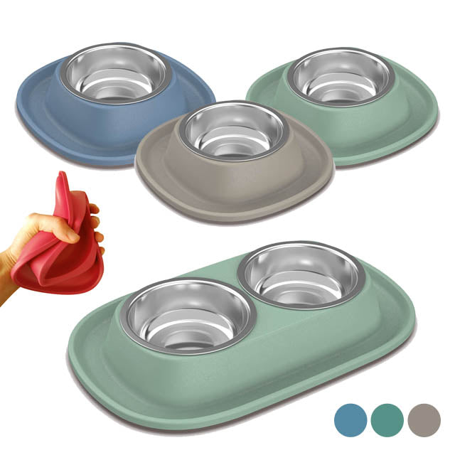 Ciotola Soft Touch in acciaio inox estraibile per cani e gatti con esterno in plastica PP morbida