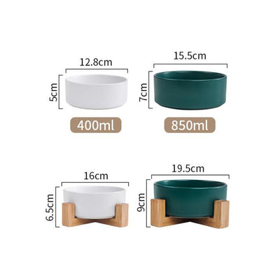 CIOTOLA CERAMICA BIANCA CON SUPPORTO IN LEGNO