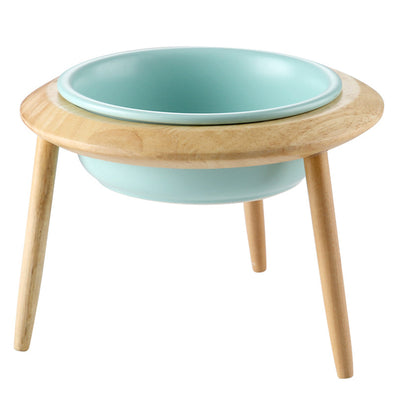 Ciotola ceramica Ufo con supporto in legno duro di caucciù per cani e gatti