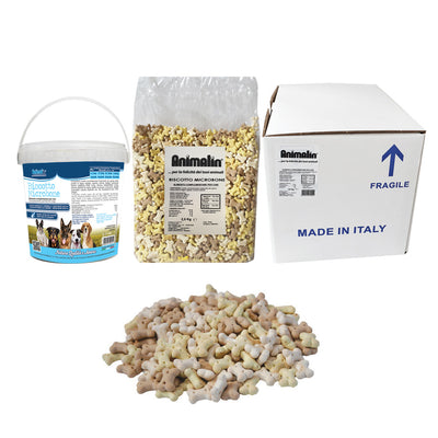 Biscotto Microbone per cani gusto vaniglia e caramello, forma osso micro 2 x 0,7 cm
