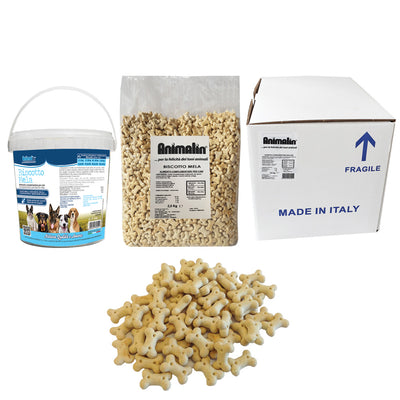 Biscotto per cani al gusto mela in forma di osso micro, snack italiano naturale