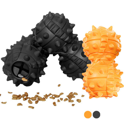 Palla gioco gomma dura extra strong per cani, 6 x 3,5 cm, colori arancione e nero