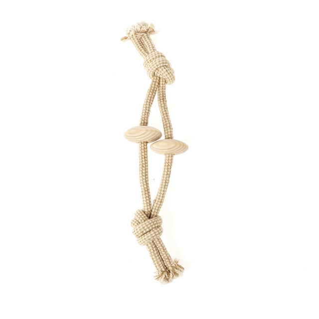 Gioco da tiro in legno e corda per cani, dimensioni 9 x 19 cm, con inserto in legno naturale