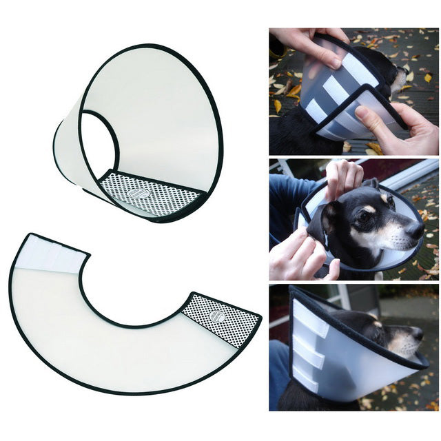 Collare elisabetta a strappo per cani e gatti con sistema di chiusura in velcro