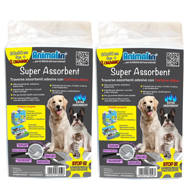 Traverse adesive al carbone attivo per cani, tappetini igienici superassorbent con fondo impermeabile