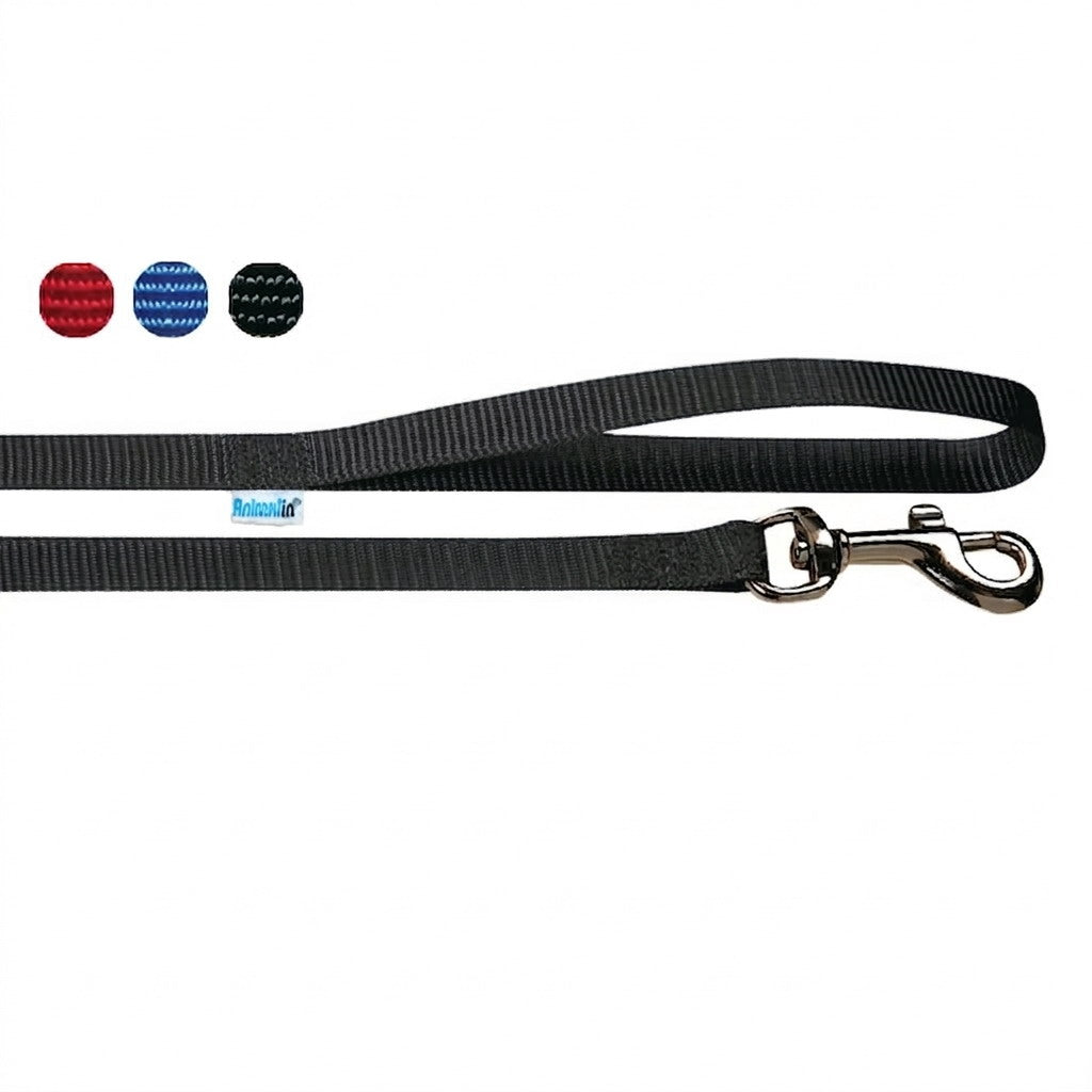 Guinzaglio in nylon resistente per cani, disponibile in sei colori vivaci, ideale per passeggiate quotidiane