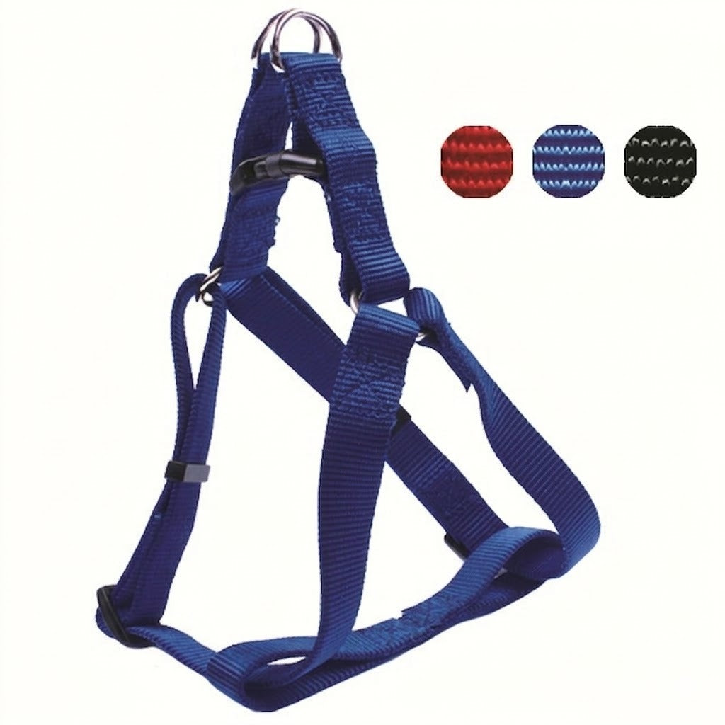 Pettorina in nylon blu regolabile per cani, resistente e confortevole