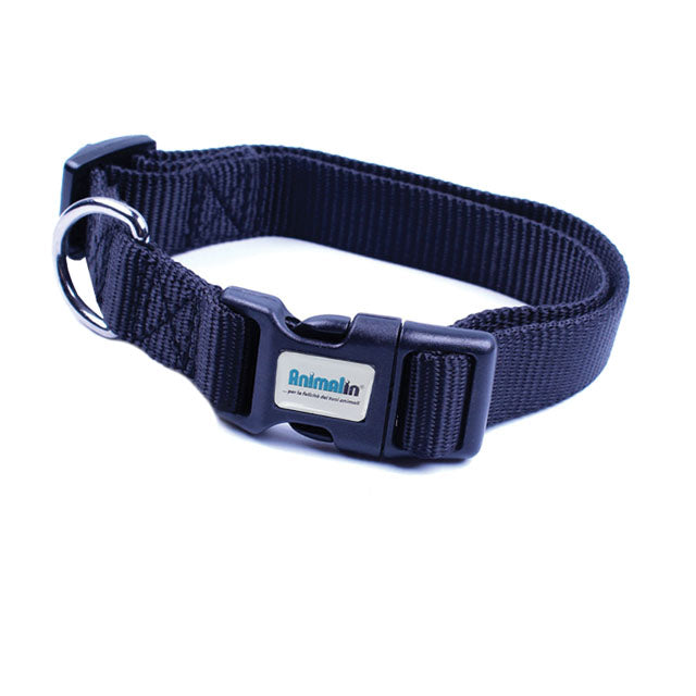 Collare regolabile in nylon nero per cani, con fibbia di regolazione