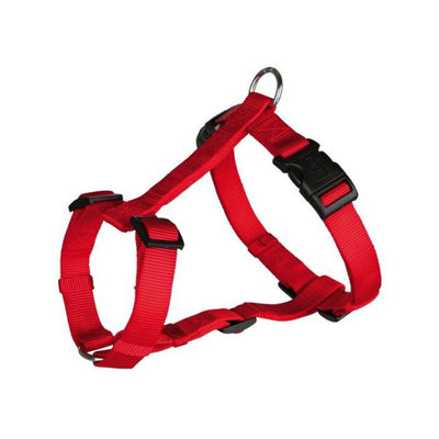 Pettorina nylon rossa regolabile a forma di H per cani, con fibbie di chiusura